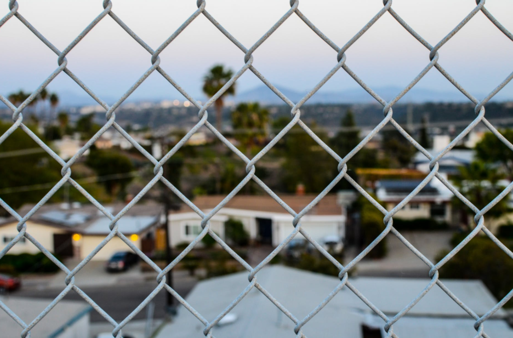 this image shows chain link fence in Fullerton, California